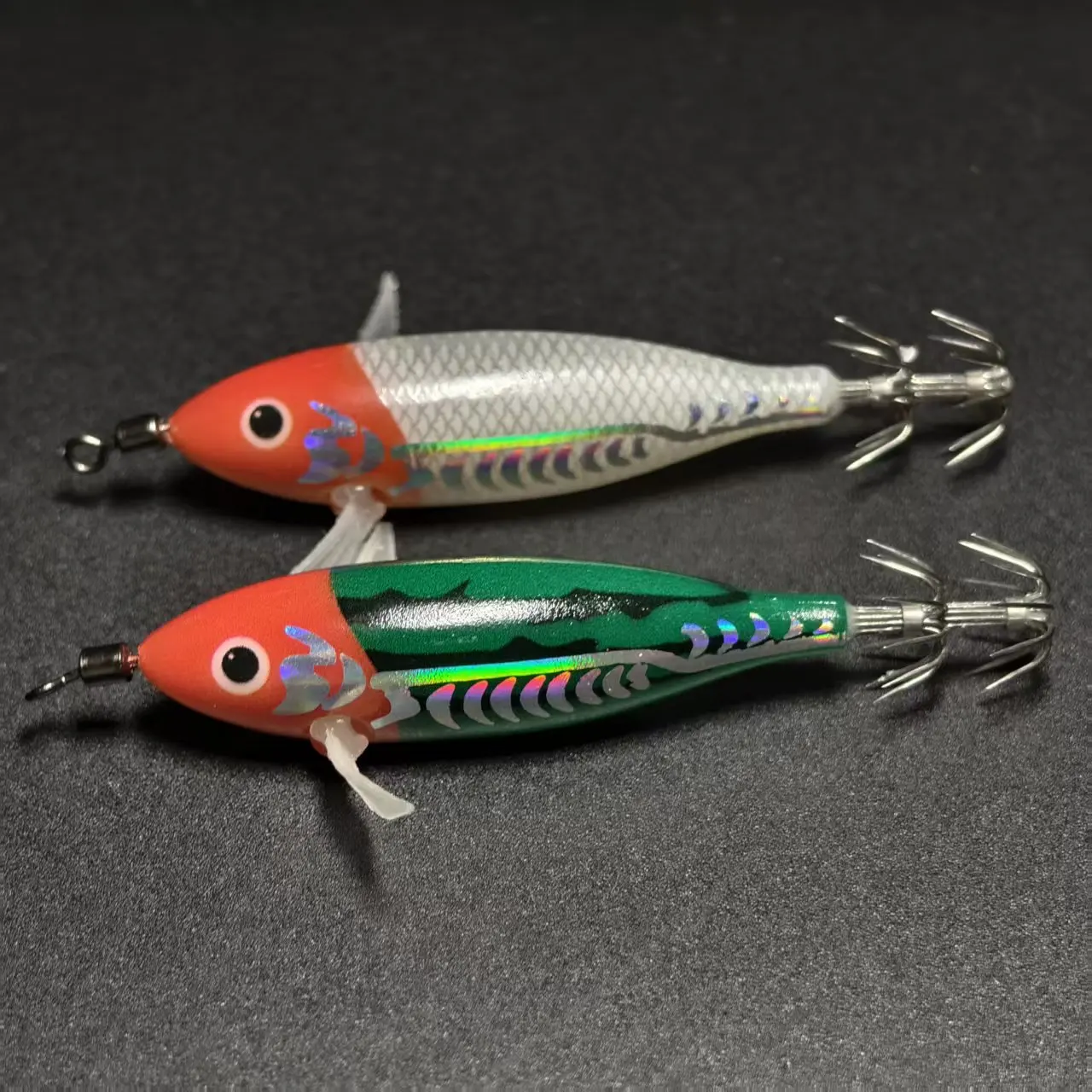 3PCS Simulation Glow Wood Shrimp Lure Lead Sinker Shrimp Bait Clamp Hook Squid Hook Sea Fishing Octopus Squid Bait 썸네일 6