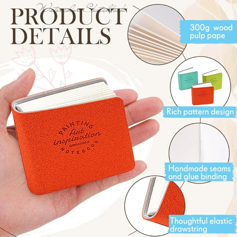3 Pcs/Set Small Drawing Book Watercolor Sketchbook Drawing Notebook for Artists