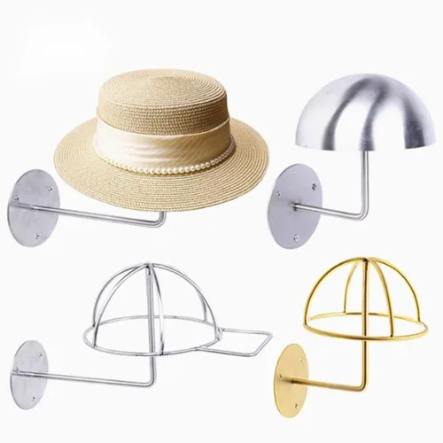 Estante para sombreros montado en la pared de acero inoxidable, estante de exhibición para casco de motocicleta, tienda de ropa, soporte para sombrero montado en la pared, 1 ud.