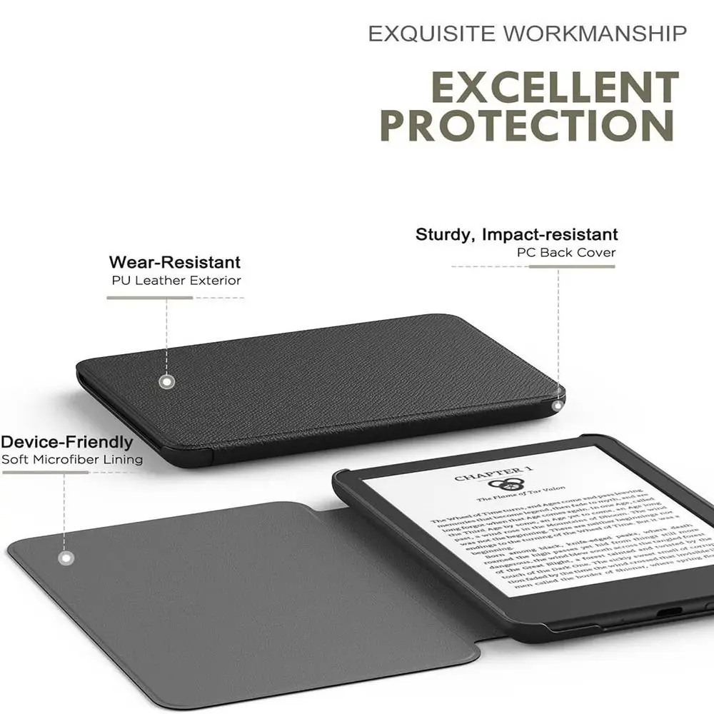 10/11th Generation 6-6.8 inch e-Reader Case Leather Anti Scratch M2L3EK C2V2L3 Folio Cover for Kindle Paperwhite 1/2/3/4/5