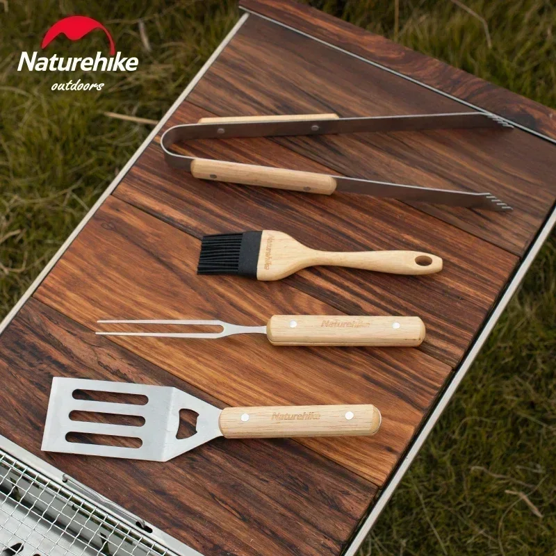 Naturehike Outdoor BBQ Tools 4Pcs set  Accessory Picnic barbecue Oil Brush Food Tongs Multifunction Grill Tools Kitchen Cooking