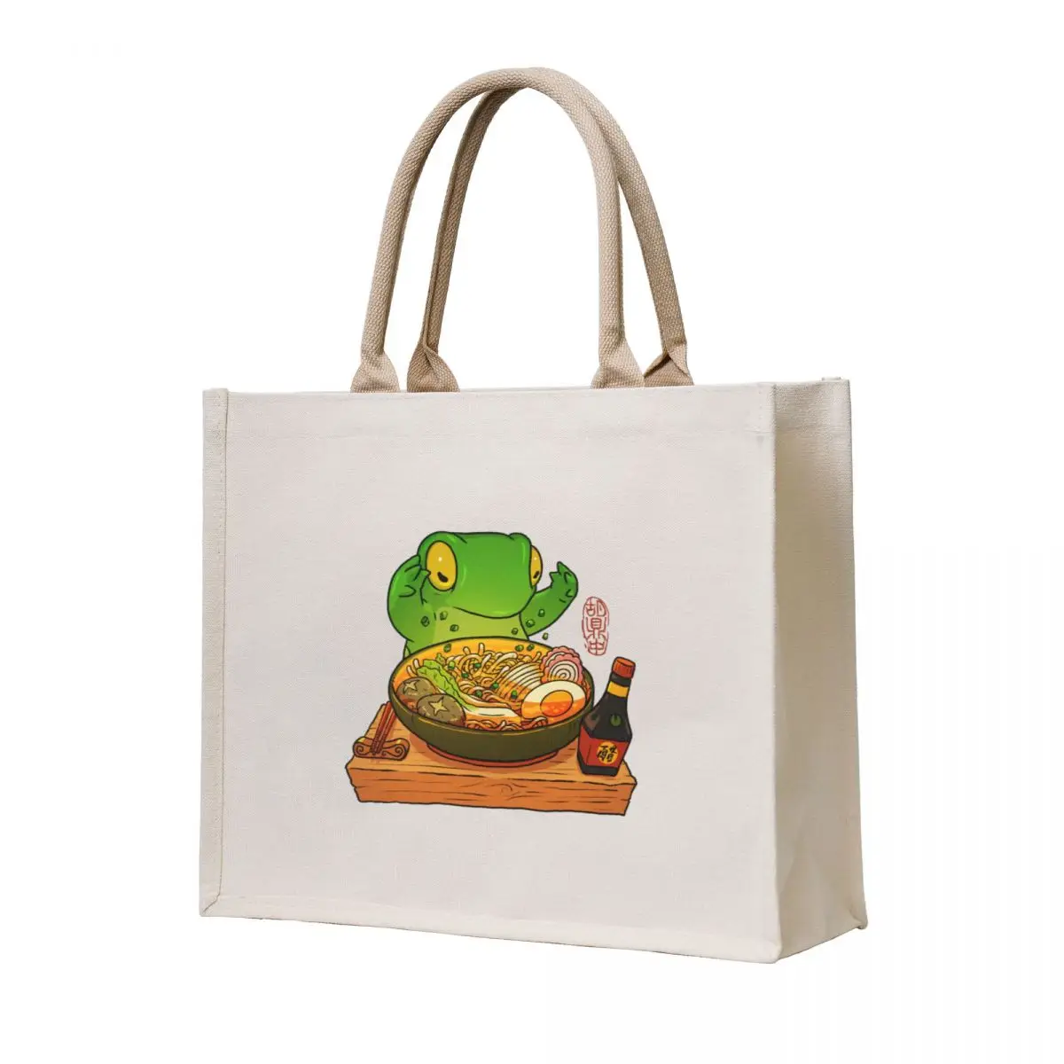 

frog making ramen art Tote Bag female bag reusable grocery bags Reusable bags Big bag women