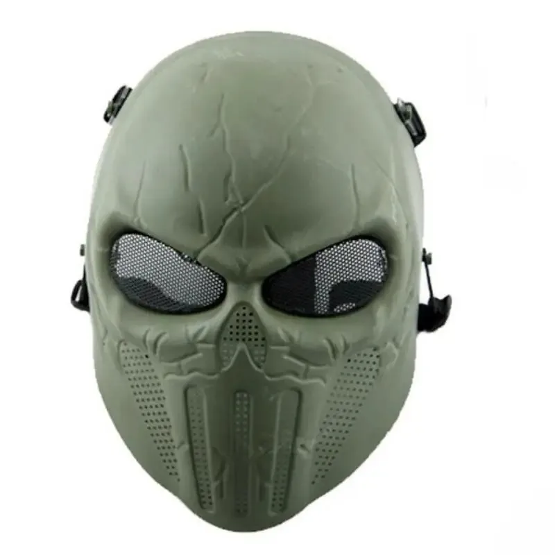 أسود CS الصيد الألوان حفلة الهالوين قناع الوجه الكامل الجيش العسكري التكتيكية الادسنس هيكل جمجمة قناع واقٍ كامل