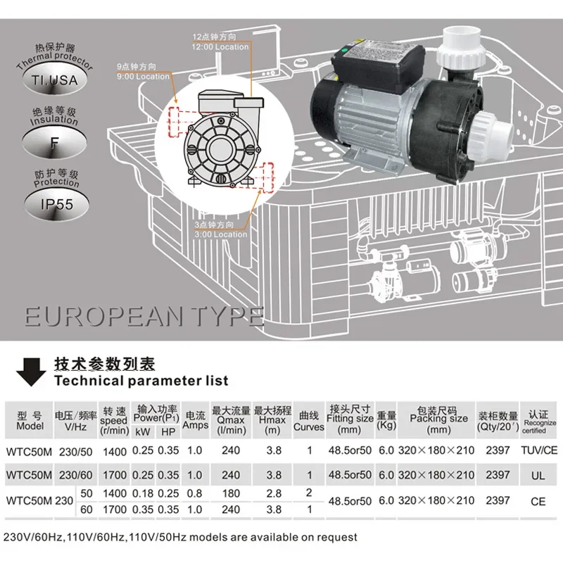 Proway 3.0 Bath Booster Whirlpool Spa Pump Electric Domestic Water Distribution  Rapid Shipment OEM Customization