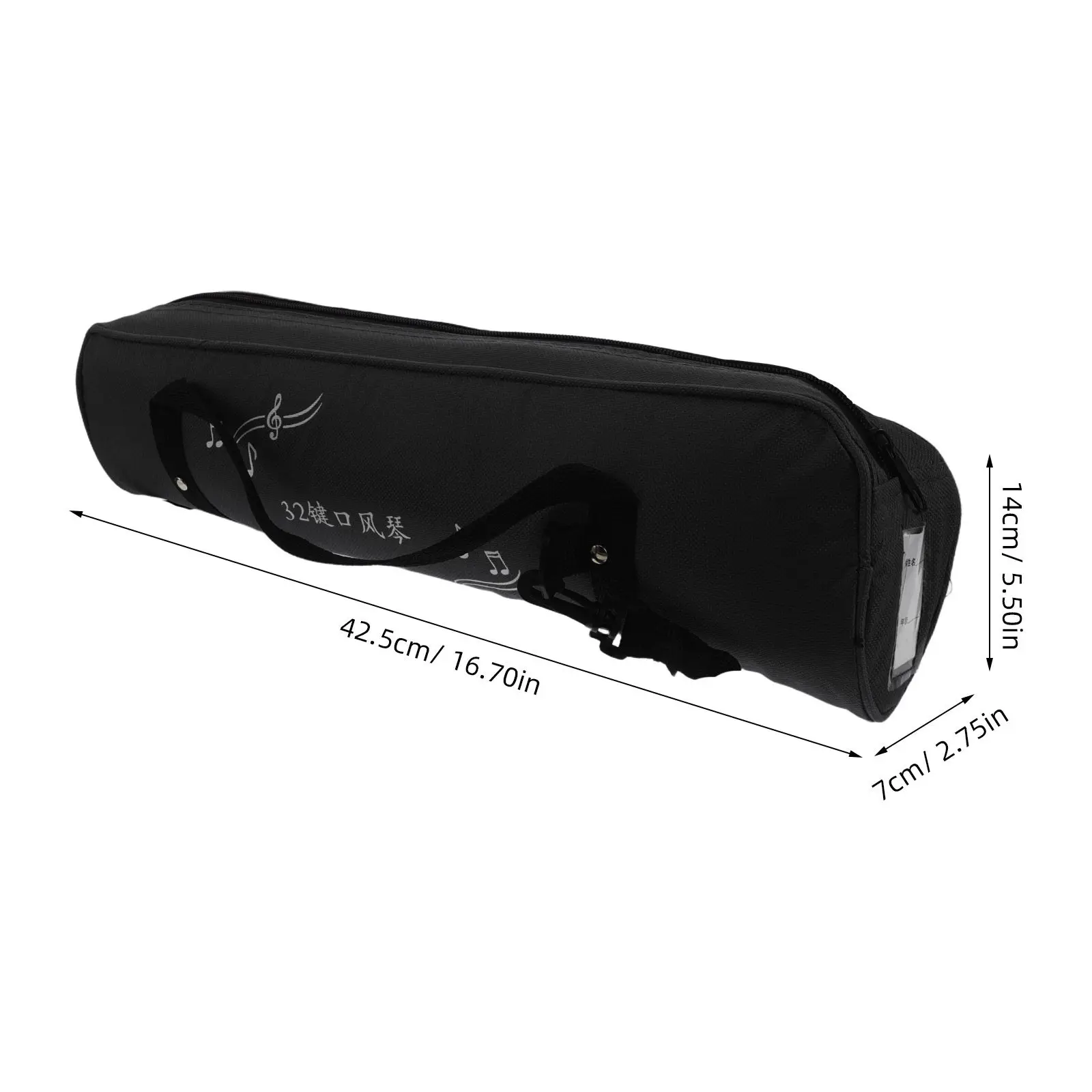 Harmonica Carrying Case for 32-Key Melodica Lightweight Canvas Storage Bag Organized Interior Dividers Sheet Music Compartment