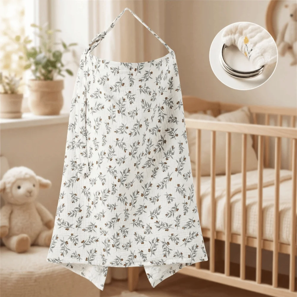 Cotton Breastfeeding Nursing Cover Breathable Adjustable Breast Feeding Blanket Multi-purpose Use Arch Neckline