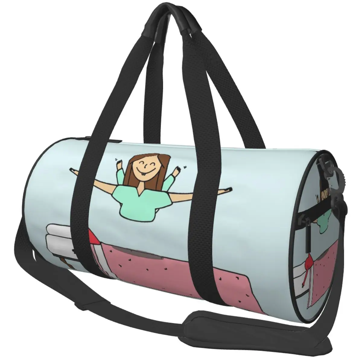 Enfermera En Apuros Nurse Sports Gym Bag with Pocket Waterproof Humor Cartoon Nurse Weekender Duffel Bags Sports Travel Backpack