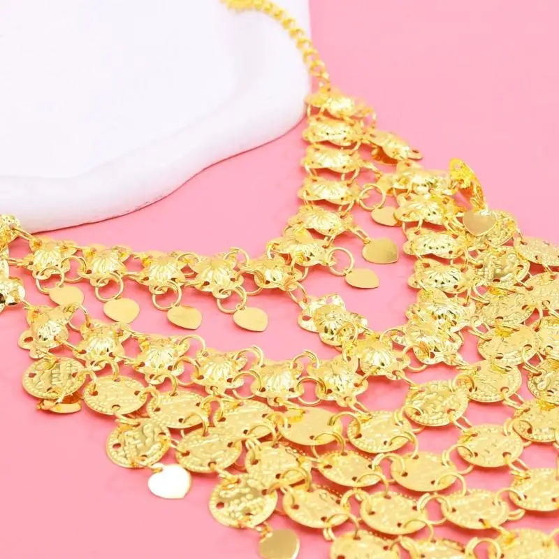A52E Coin Trim Face Curtain Headwear for Dance Looks, Parties, and Photo