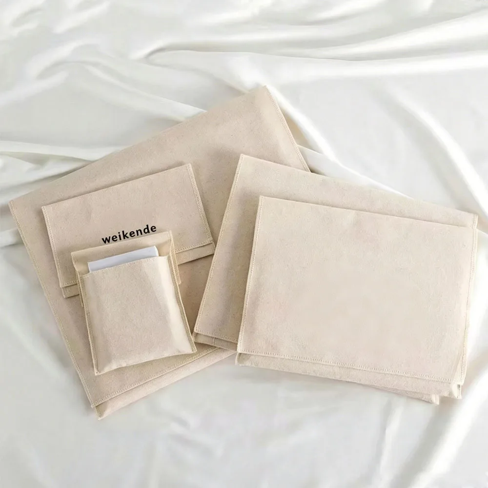 Custom Logo Canvas Cotton Muslin Jewelry Envelope Flap Bag Gift Packaging  Bracelet Fragrance Sachet Wedding Favors Earrings