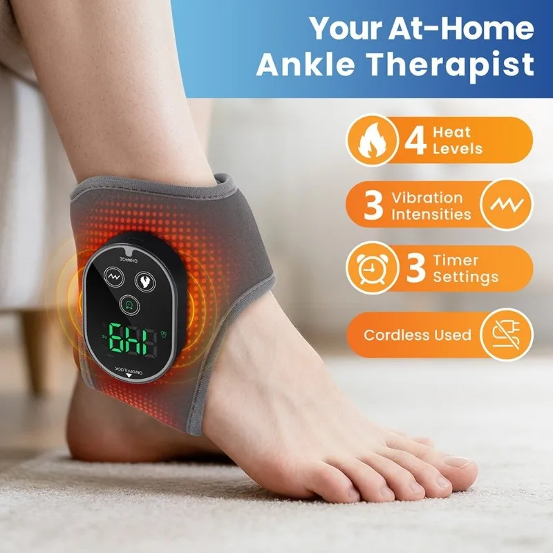 

ABLK Triple Therapy For Pain Relief Electric Heat Emsense Foot Massager, Wireless& Rechargeable, 4 Heat Levels In Gray