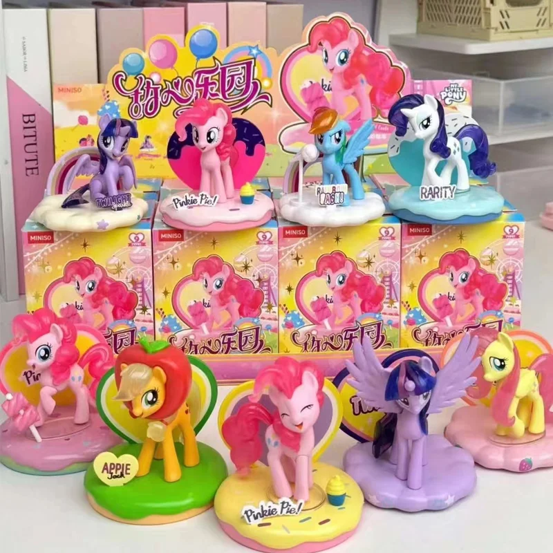 Miniso My Little Pony Sweetheart Paradise Series Blind Box Toys Pink Pie Rarity Apple Jake Fluttershy Mystery Box Surprise Gift