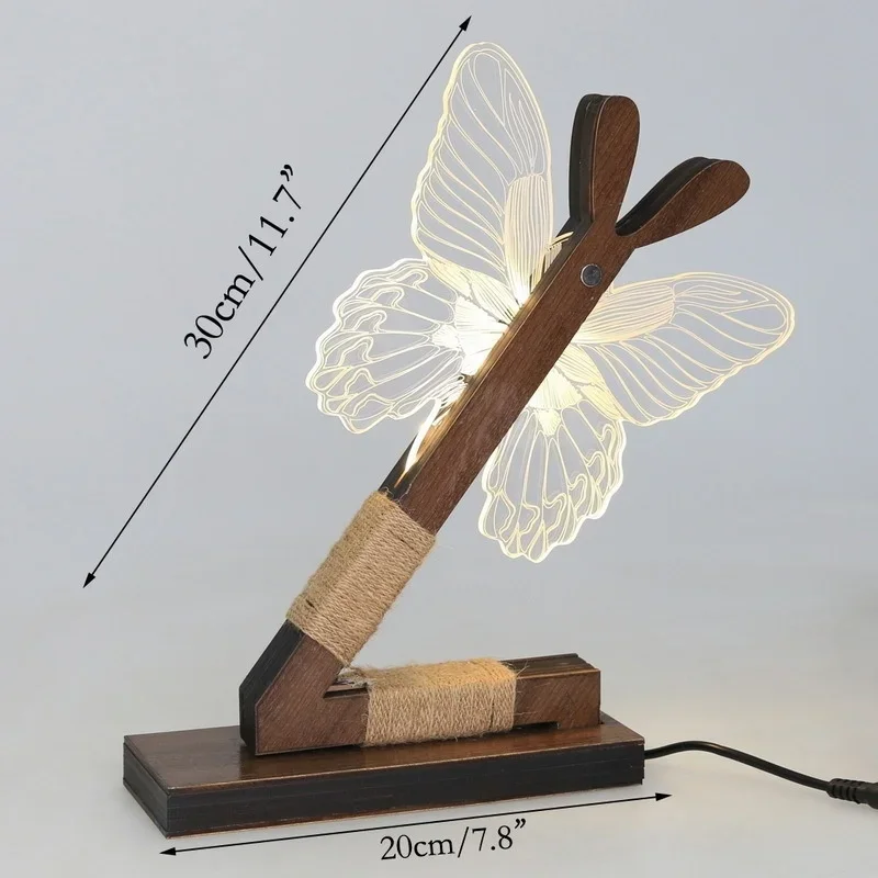 ผีเสื้อน่ารัก 9 LED Night Light Home Room Decor 3D USB ชาร์จไฟ US ปลั๊กโมเดิร์นบทคัดย่อ Light Decor