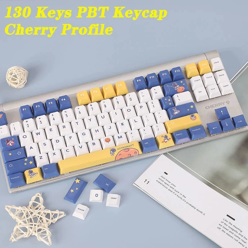 

130 Keys Theme Astronaut Keycap For MX Switch Gaming Mechanical Keyboard Cherry Profile PBT Sublimation Keycaps