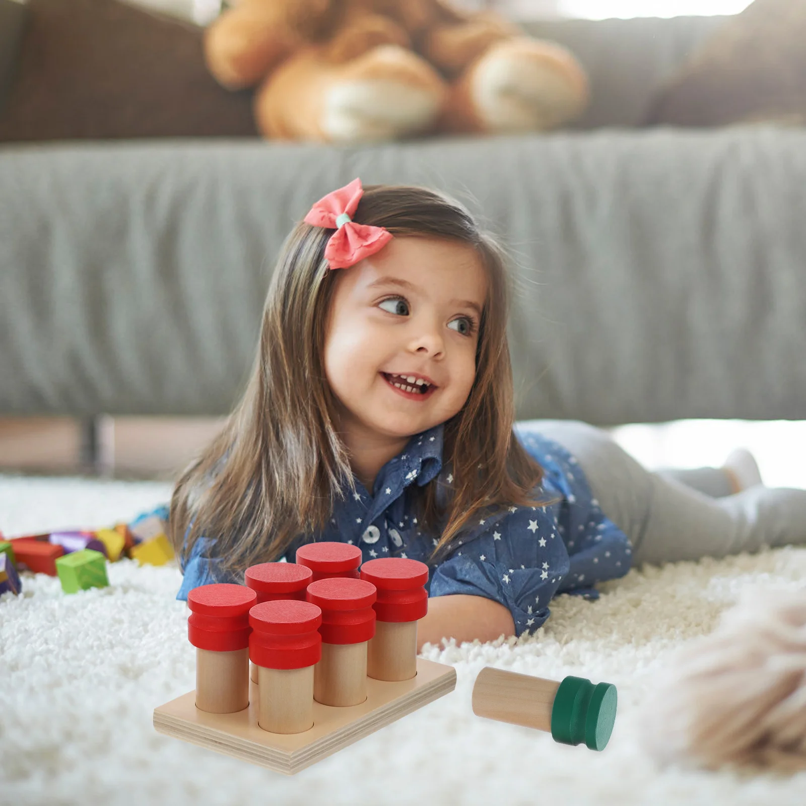 

1Set Montessori Smell Bottle Wooden Educational Sensory Box Kids Motor Skills Development Baby Sensory Toys Box