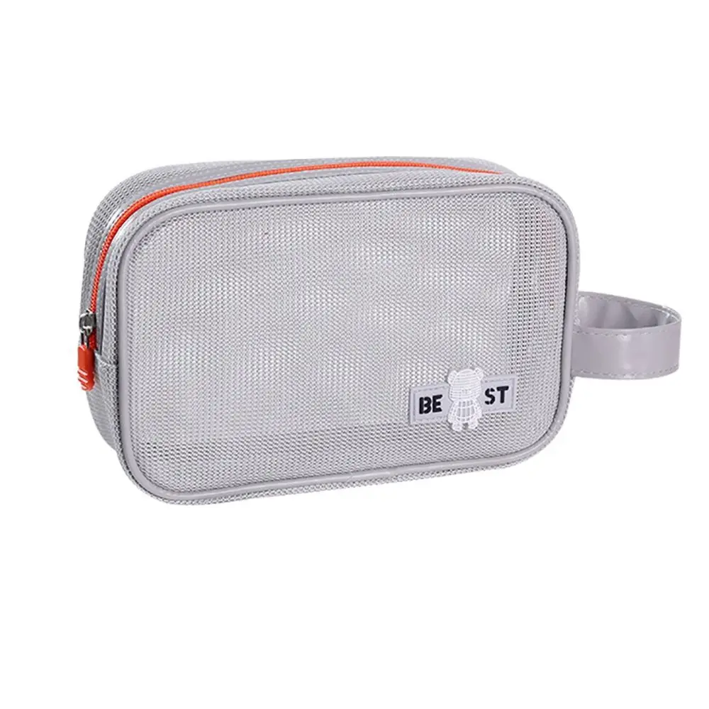 

Durable Mesh Makeup Bag Large Capacity With Handle Toiletry Storage Bag Portable Zipper Cosmetic Bag