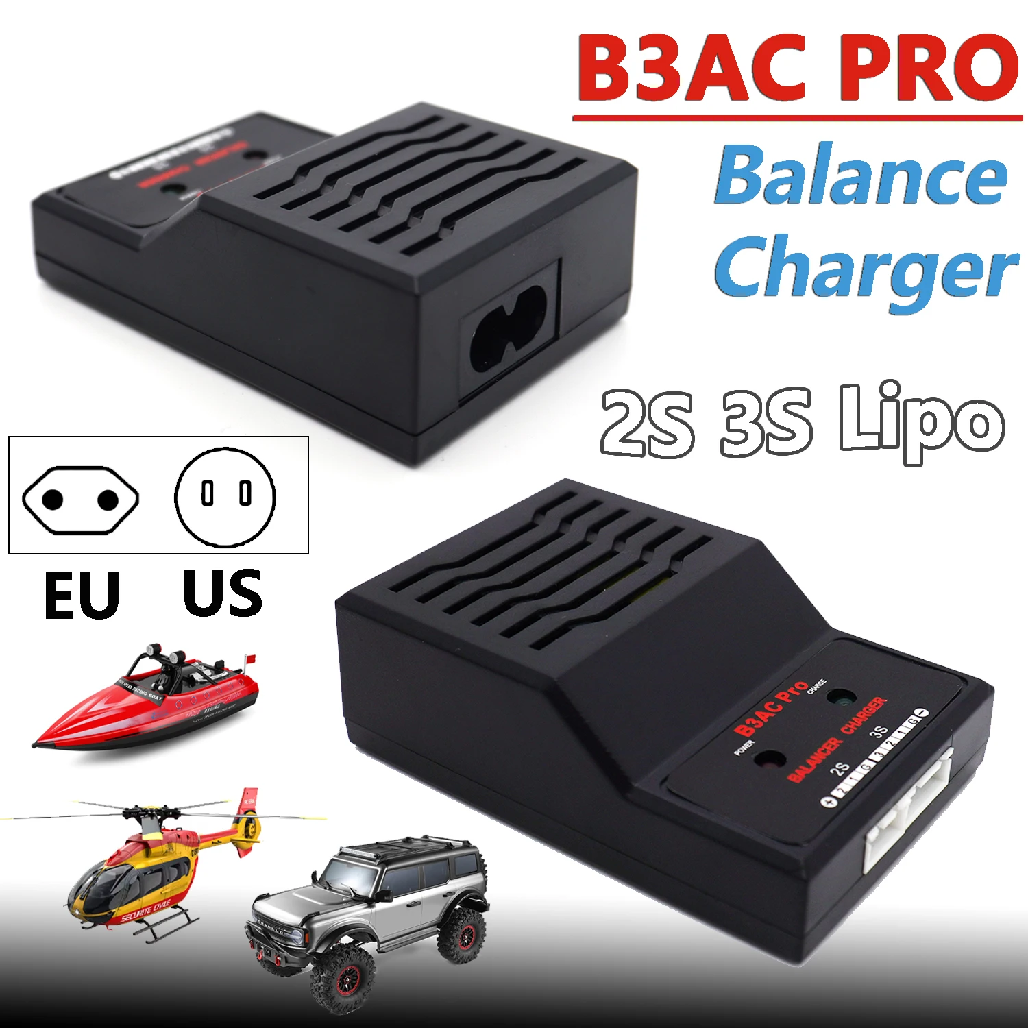 

B3 Pro Battery Compact Balance Charger 2S 3S Lipo Power Supply Charger with EU/US Plug for RC Car Boat Helicopter Airplane Parts