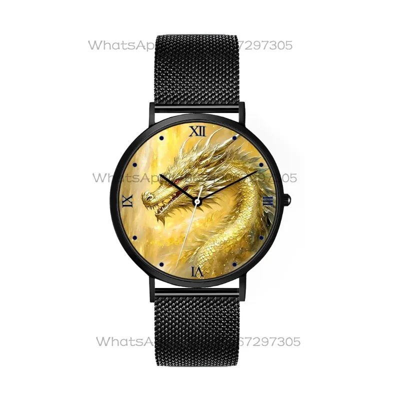 Chinese Style Golden Dragon Zodiac Dragon Retro Quartz Watch Male and Female Couples