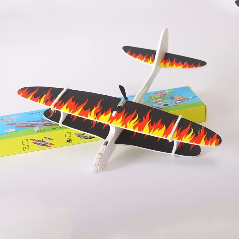 

High Quality USB Rechargeable Electric Large Foam Biplane Glider PP 28*29cm Flight Glider with LED Light DIY Aircraft Model Toy