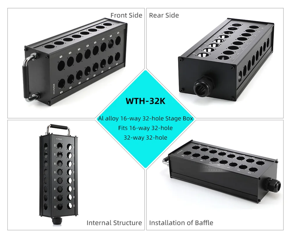 Mehrkanaliges Al-Legierungs-Kabel, Blanko-Kabelbox mit 16/24/32 Kanälen für Bühnen- und mobile Audioanwendungen, XLR-Stecker/Buchse Audiosignalkabel – Detail 19