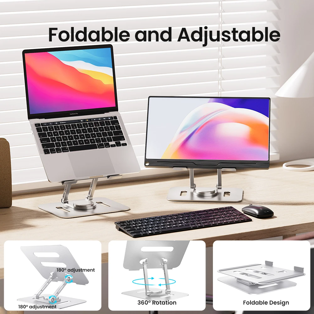 Imagem -03 - Cdisplay Portable Monitor Bracket Universal Laptop Tablet Stand 360 Rotação Suporte de Alumínio para Ipad Macbook Pro pc Acessórios