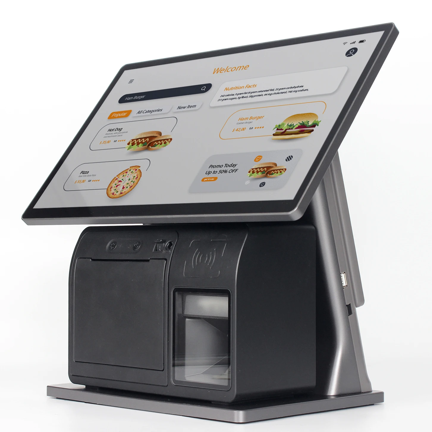 hit productFactory Price 15.6inch Touch Screen Monitor POS Terminal Aluminum Alloy Design Inbuilt 80mm Thermal Printer 1D 2D Sca