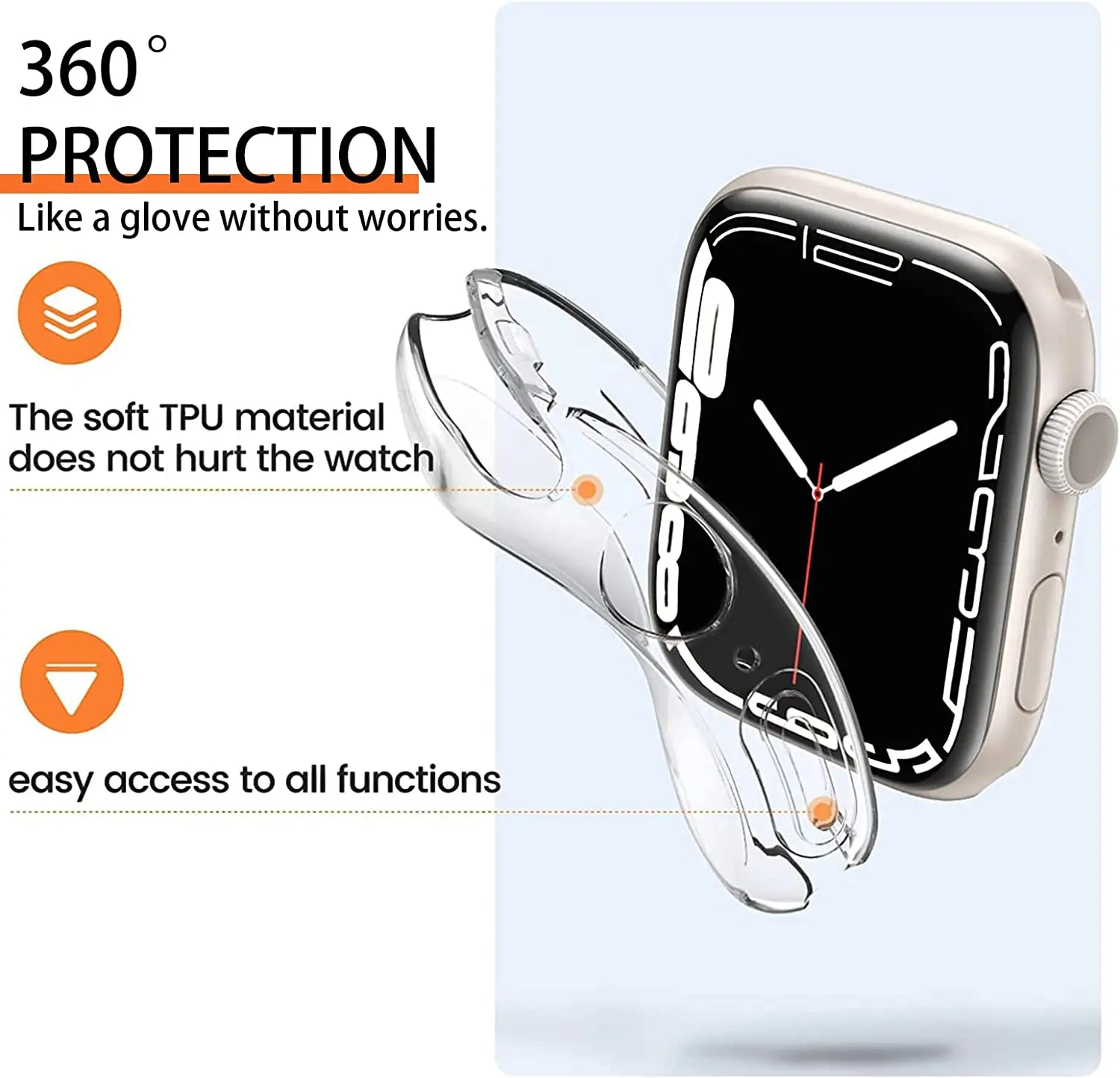 Cover For Apple Watch Case 45mm 41mm 44mm 40mm 38mm 42mm TPU HD Screen Protector bumper accessories iWatch series 8 7 SE 6 5 4 3