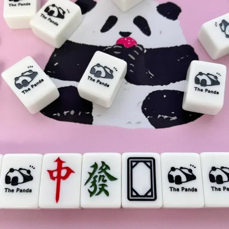 1-Hand rubbing mahjong tiles Household cartoon Jingyu giant panda cute