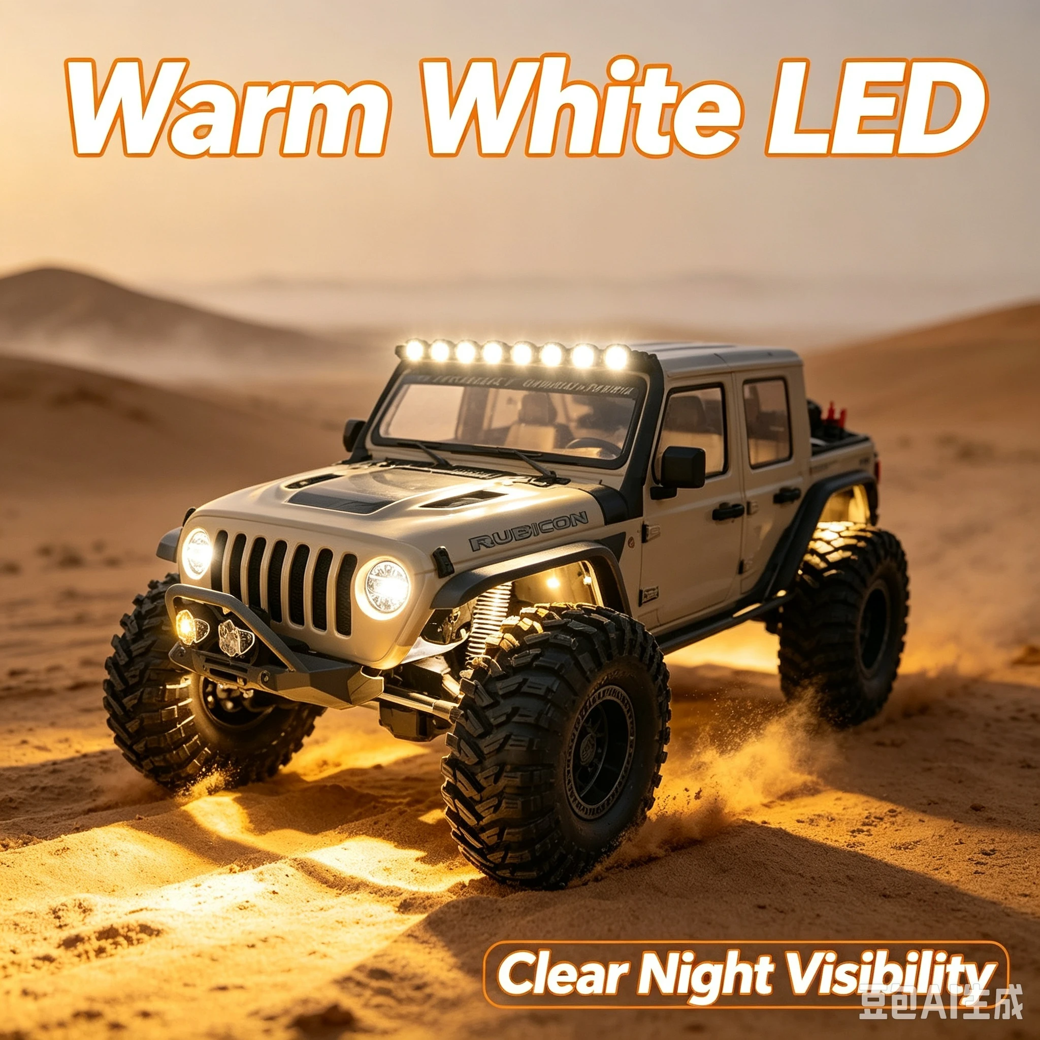 1/10 RC Crawler LED Roof Light Bar SY-MJT RL Kit, White/Warm White Lights For Jeep Gladiator Rubicon Plug&Play RC Upgrade Parts