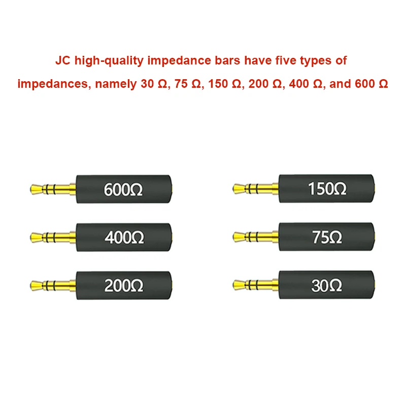 コンダクターイヤホンインピーダンスプラグ 30 75 150 200 400 600 オーム ノイズキャンセリングアダプター抵抗 ノイズフィルタープラグ ﻿