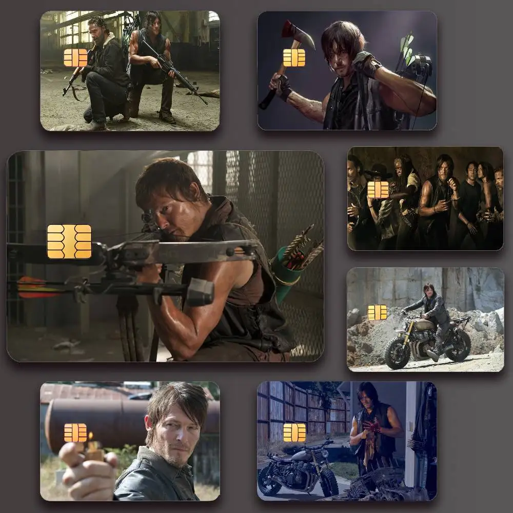 ملصق فيلم The Walking Dead داريل ديكسون غطاء جلدي الائتمان ملصقات بطاقات 4 قطعة تمرير حافلة السينمائي الديكور الأمامي خصم البنك