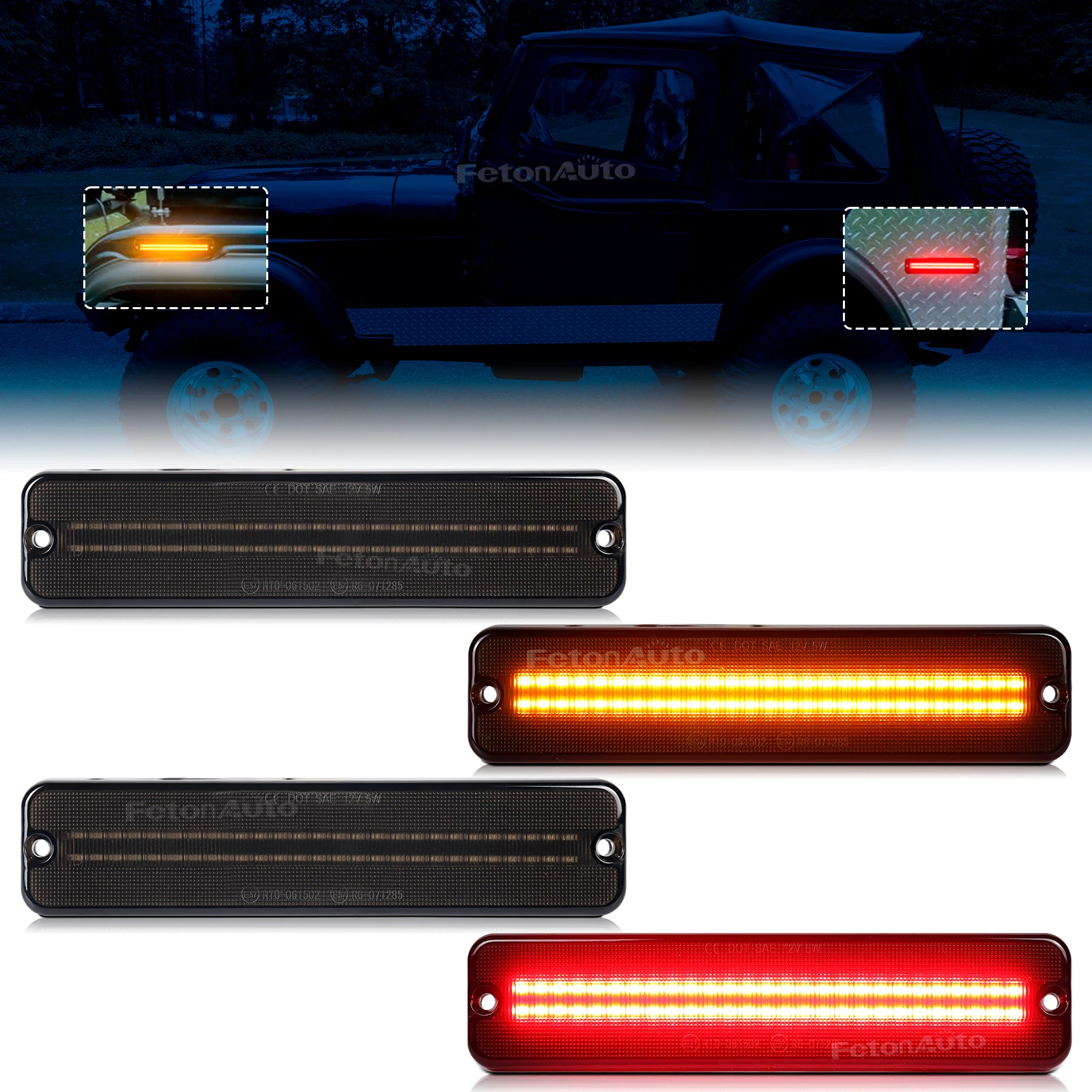 LED Side Marker Lamp Turn Signal Repeater Blinker Indicator Light For Jeep CJ-5 CJ-6 CJ-7 CJ-8 Pickup Grand Wagoneer Cherokee