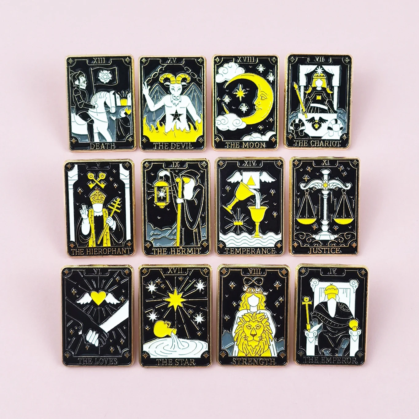 Creative Metal Badge with Zodiac Signs And Tarot Cards Personalized Fashion Cartoon Character Pattern Accessory Badge