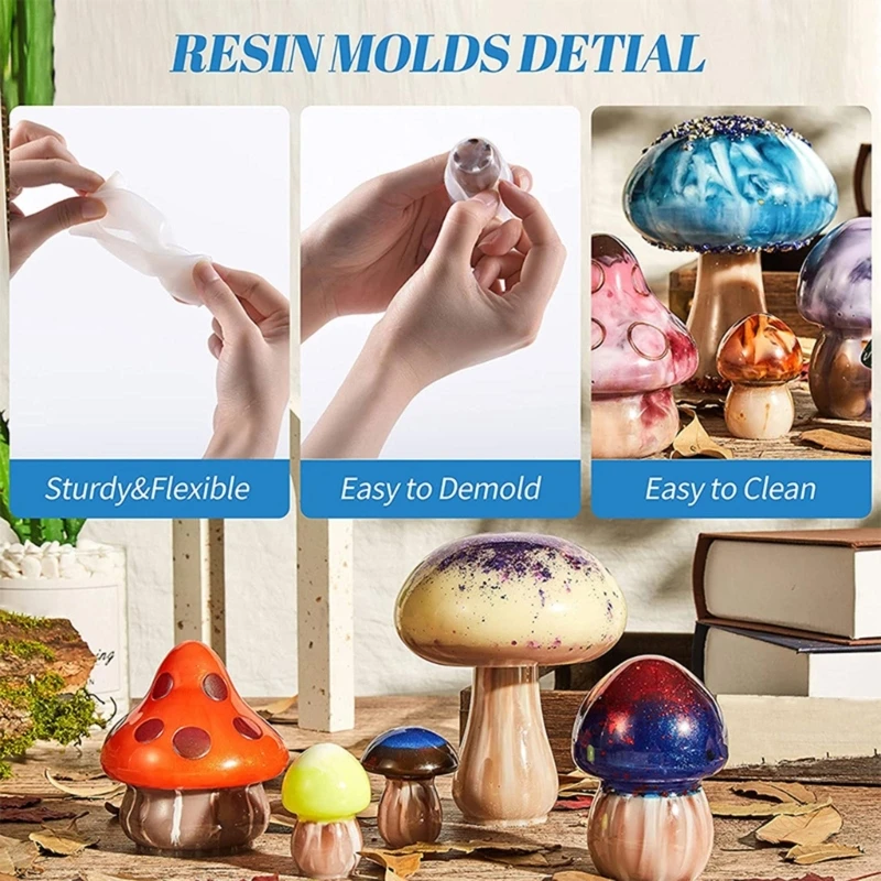 Molde silicone cogumelo 3d, decorações para casa, molde cristal epóxi cogumelo para fundição resina, ornamentos