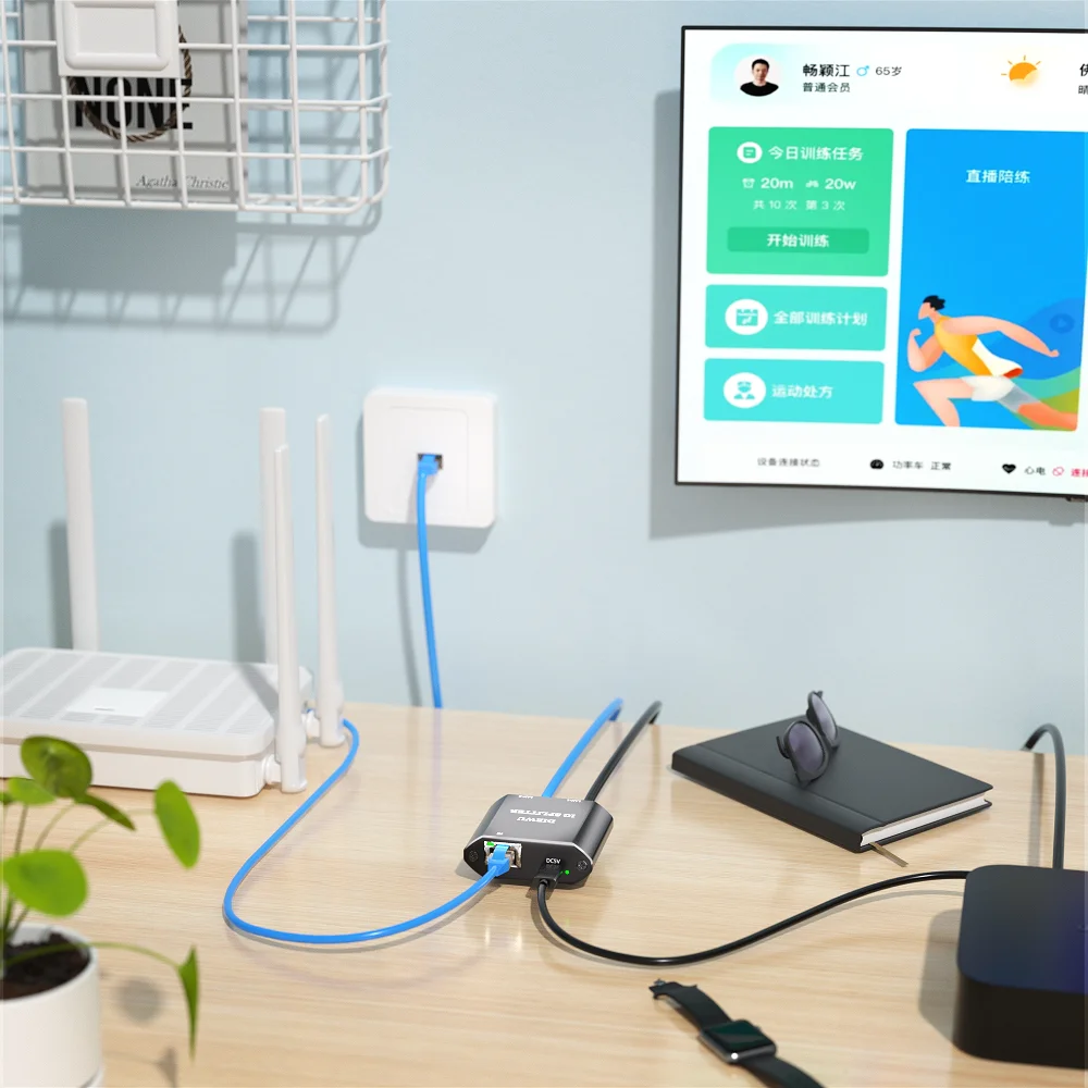 3-Port 10/100/1000 Mbit/s Unmanaged Ethernet Switch 1G Netzwerkkabelsplitter Mini Ethernet Hub Automatische Verhandlung RJ45 Aluminiumgehäuse