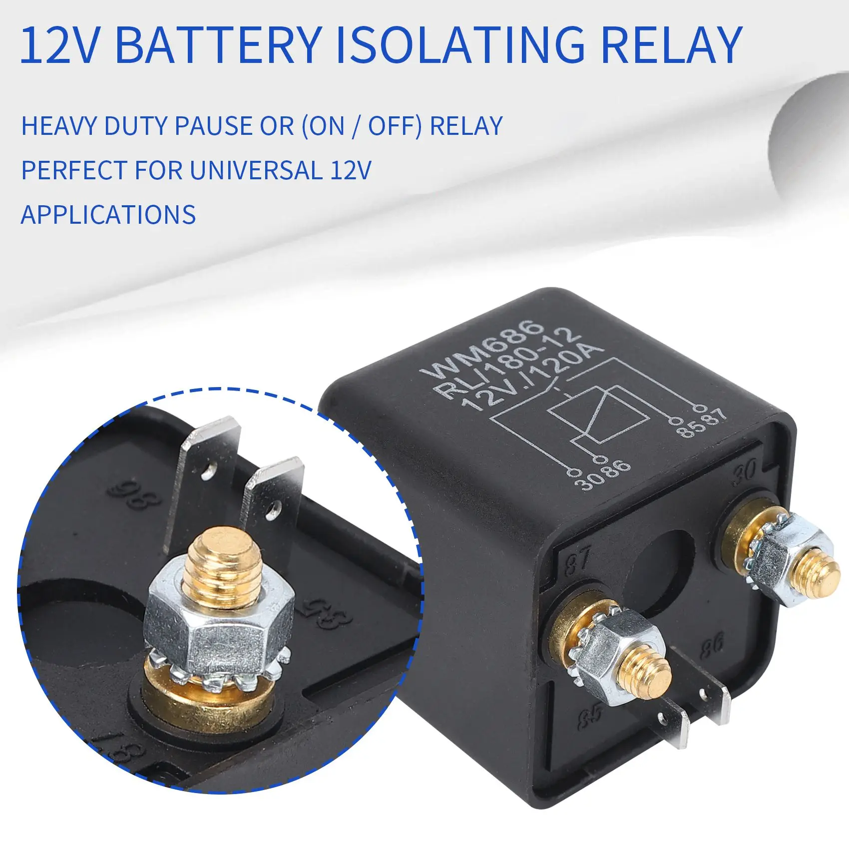 DC 12V Relay Battery Isolating Relay 12V / 120A Peak Load for Car Trucks Car (12V / 120A)