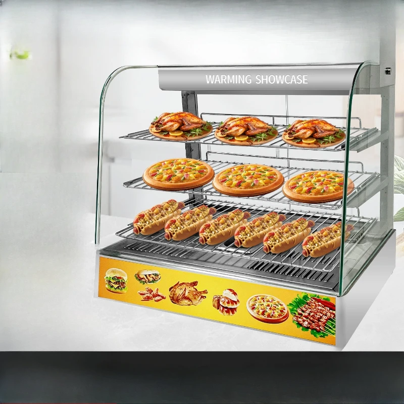 Commercial insulation cabinet Food heating incubator Display cabinet Desktop chestnut fried chicken bread Glass deli