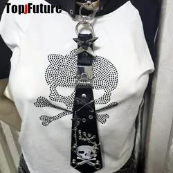 2Y2K Girl Women Men Couples Gift Goth Lazy JK Ties Punk Chain Neck Tie Gothic Adjustable Pre-Tied Necktie Evening Bowtie Clothes