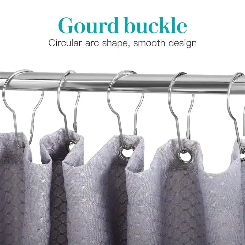 100/4pcs Shower Curtain Hooks Glide Roller Rustproof Bathroom Shower Rod Hanging Rings Gourd Shaped Curtain Buckles