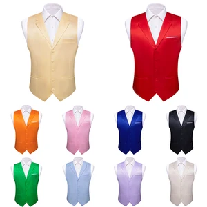 Barry Wang-Red Seidenkollegete, Gold, Blau, Rosa, Schwarz, Grün, Lila, solide Weste, Sapela-Kragen, Hochzeitsfeier, Handlose Jacke 10 Hauptverkäufe lila Vesting - №5