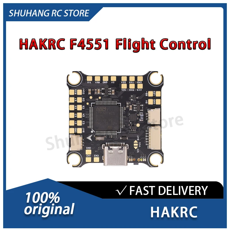 

HAKRC F4551 Flight Control 2S-8S Lipo STM32F405RGT6 Built-in Current Sensor Plug-in LED Light HJolder for FPV Freestyle Drones