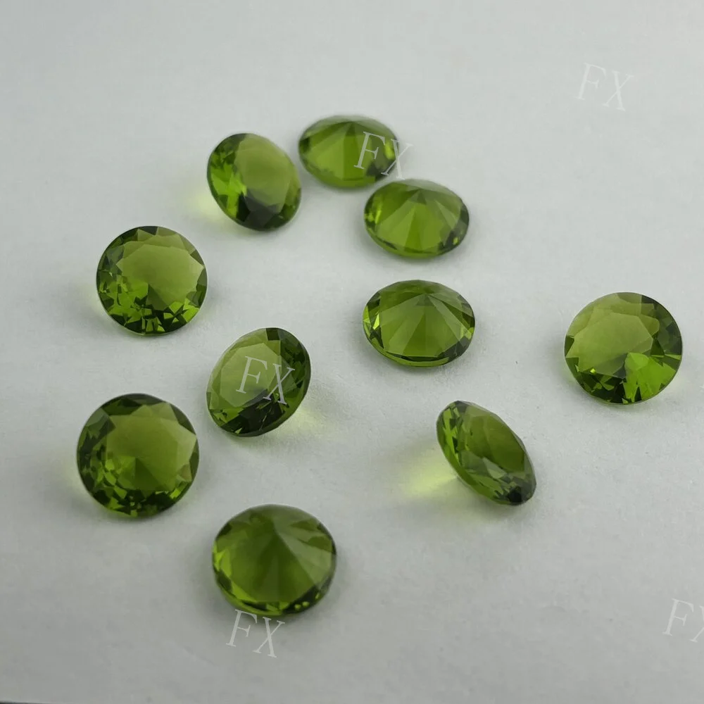 

Round Glass Bead 10~50pcs/lot 1.0~12mm Olive Green Loose Brilliant Cut Glass Synthetic Gems Stone For Jewelry