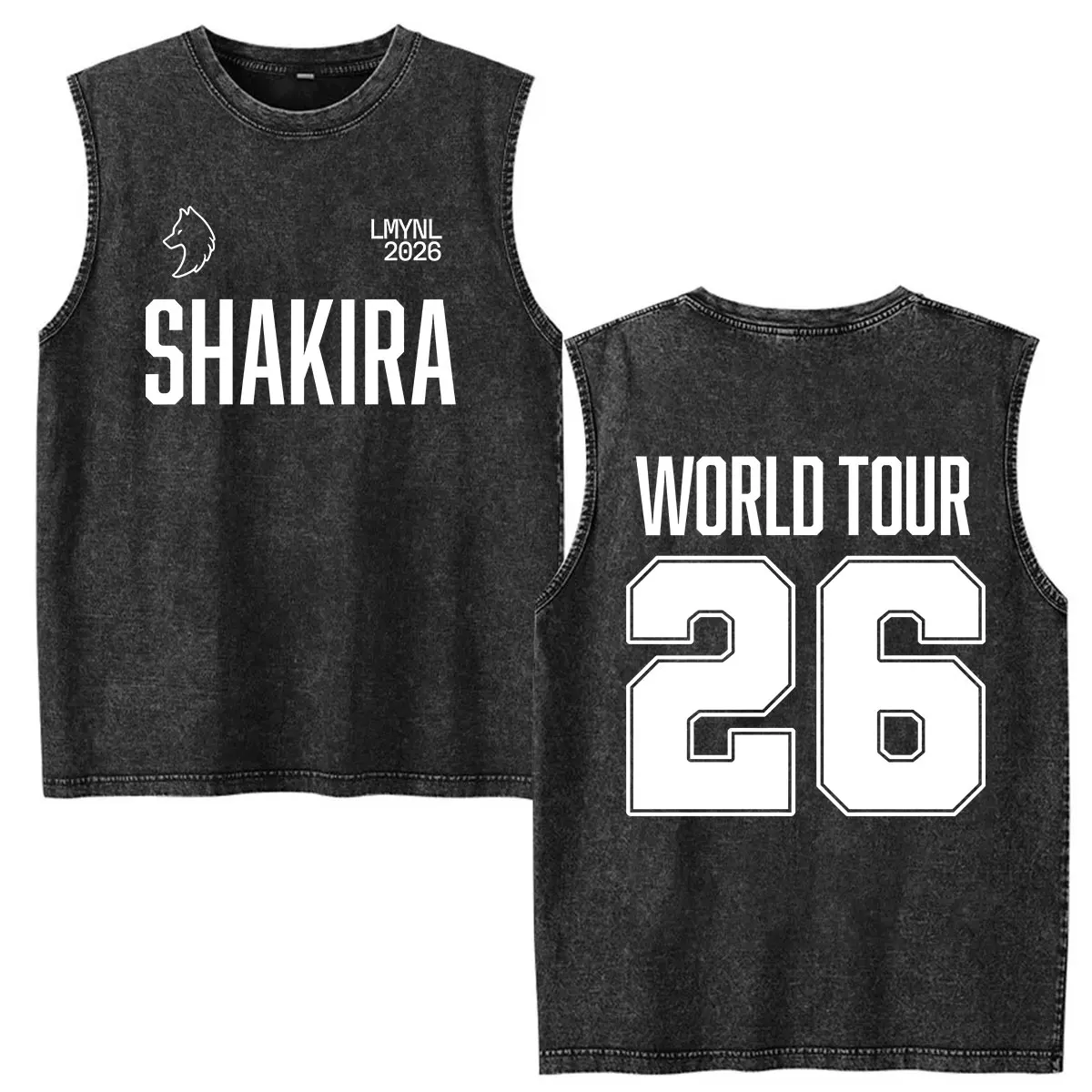 SHAKIRA Las Mujeres Ya No Lloran Tour 2026 Vintage Washed Vest T Shirts Men Women Clothing Fashion Oversized 100% Cotton T-shirt
