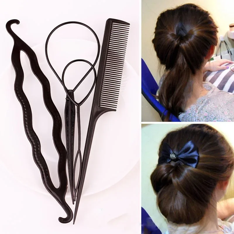 Hair Styling Tools Hair Buns Braid Tool Ponytail Makers Pointed Tail Comb Hairdressing Accesorios Para El Cabello 4pcs/set