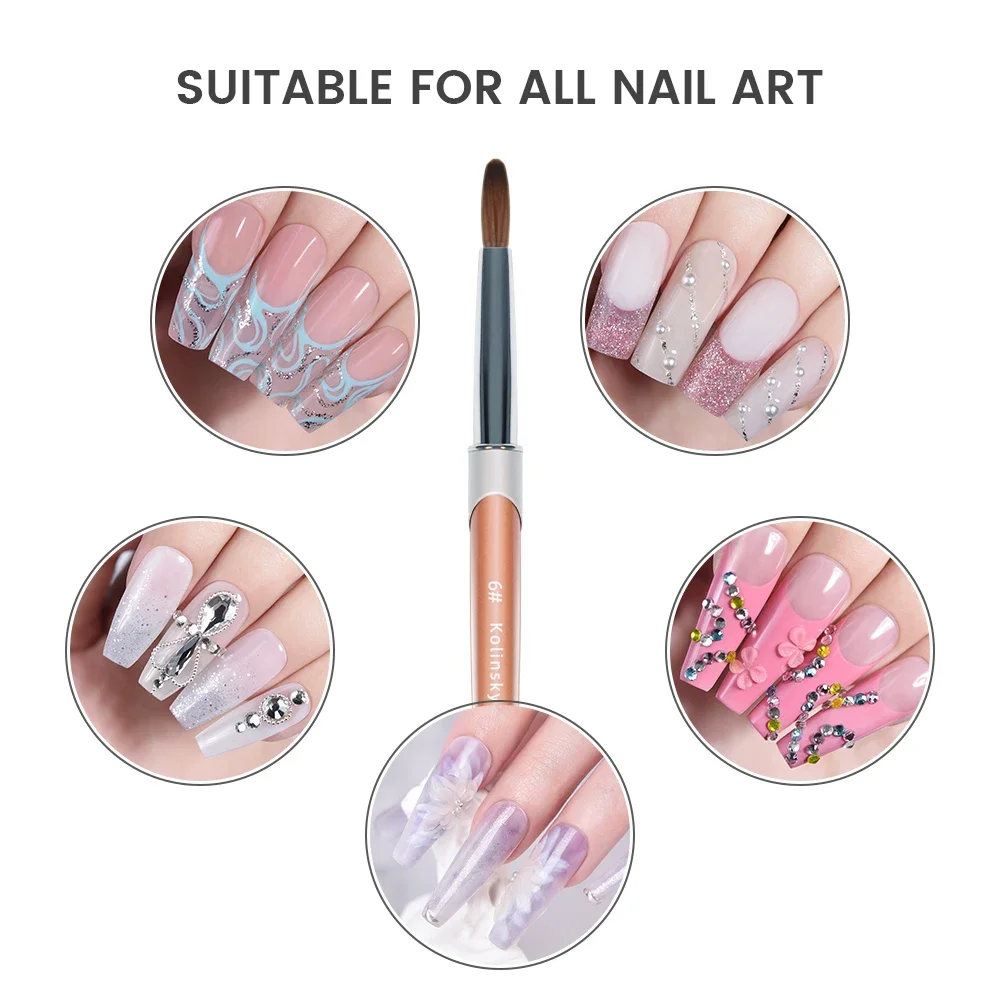 

100% Kolinsky Sable Brush Nails Acrylic Penes Professional Decoration Crystal Powder Liquid Extension Application Manicure Tool