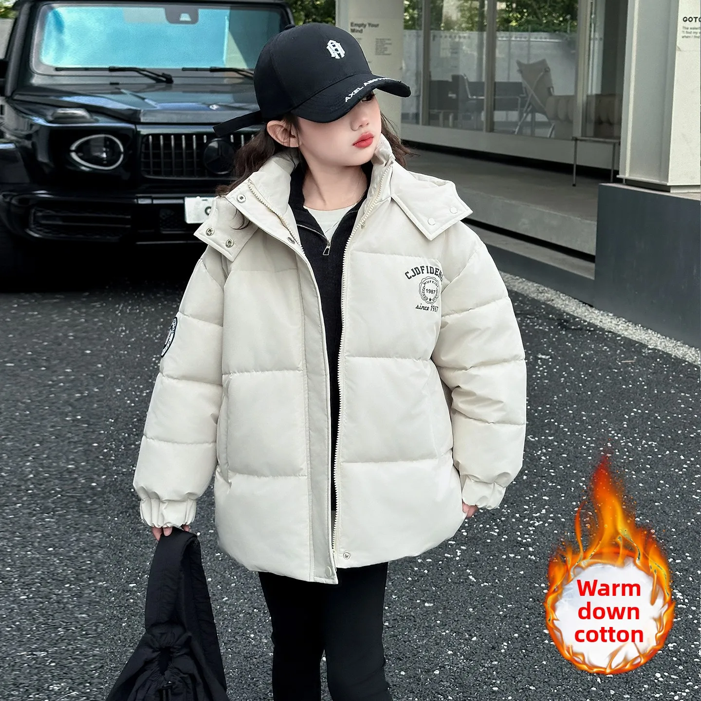 Abrigo cálido de invierno para niñas, Jaet de algodón, ropa para niños, moda de invierno, con capucha, cremallera larga, Sve