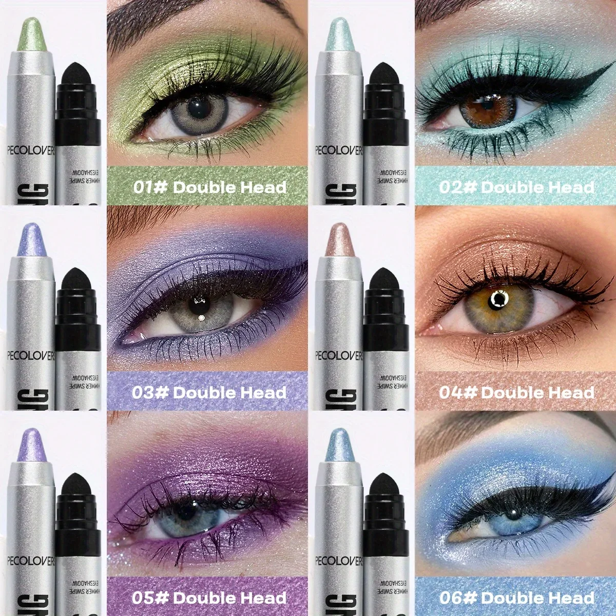 Pearlescent Long-Lasting Eye Shadow Stick Shimmer Pigment สีฟ้าสีม่วงอายแชโดว์สีสันสดใสดินสอแต่งหน้า