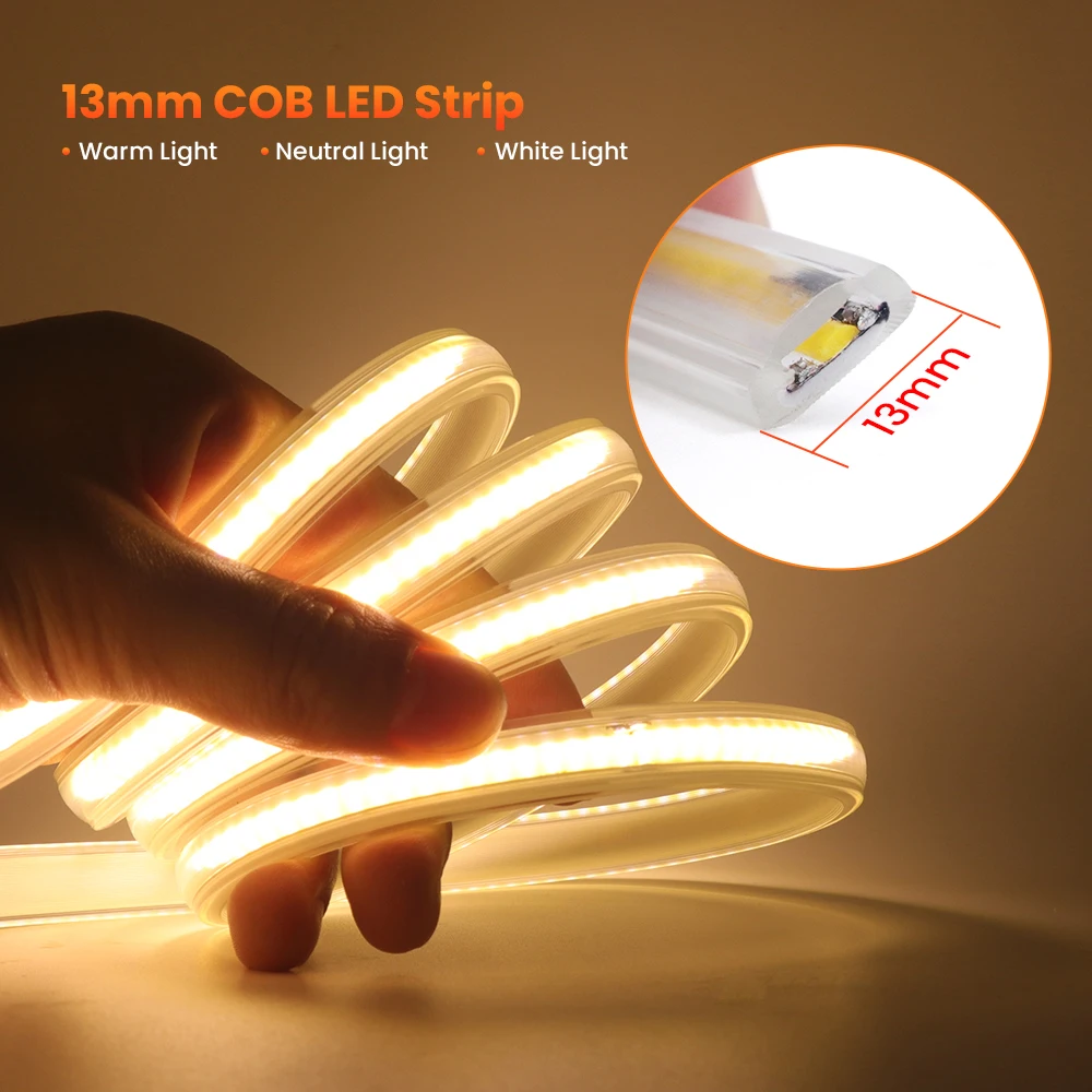 Dimmable COB LED Strip 220V 288Leds/m Bluetooth Remote Control Flexible Ribbon FOB LED Tape Warm Natural Cold White EU Plug Kit