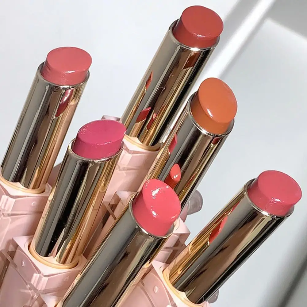 6 colori setosi lucidi rossetto Gege Bear pompa labbra umidità bomba d'acqua confortevole ultra velina tazza antiaderente balsamo per le labbra