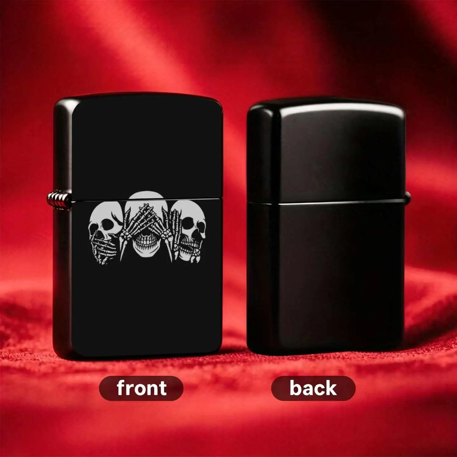 Flip-top  Windproof  Lighter, Dark Skull Themed Personalized Portable Pocket , Creative Cool Design with Wear-resistant Body, Universal Ignition Device for Daily Play,and Gift-giving Humorous and Fun Lighter