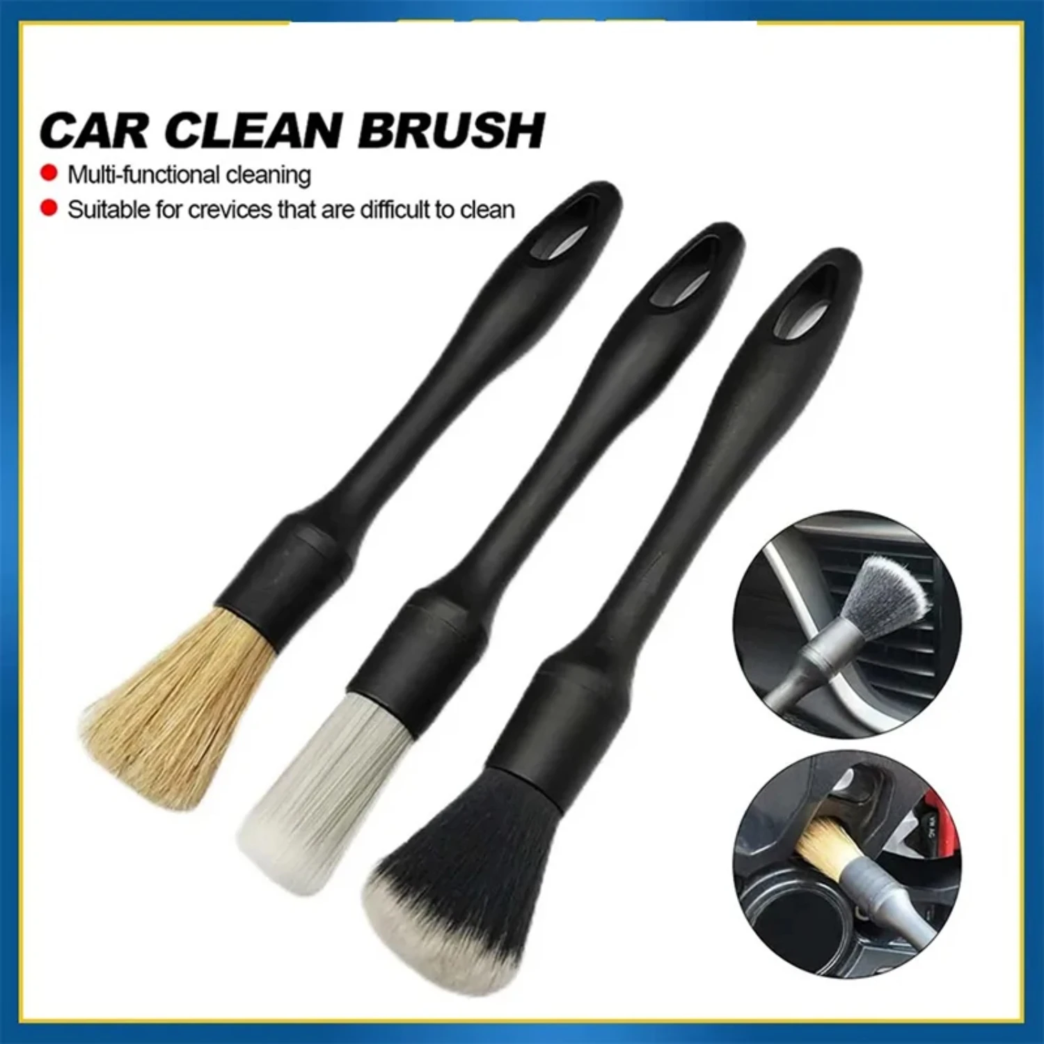 Indulge in a Luxurious Cleanliness Experience with 3PCS Super Soft Auto Interior Detail Brush Set - Perfect for Complete Car Det